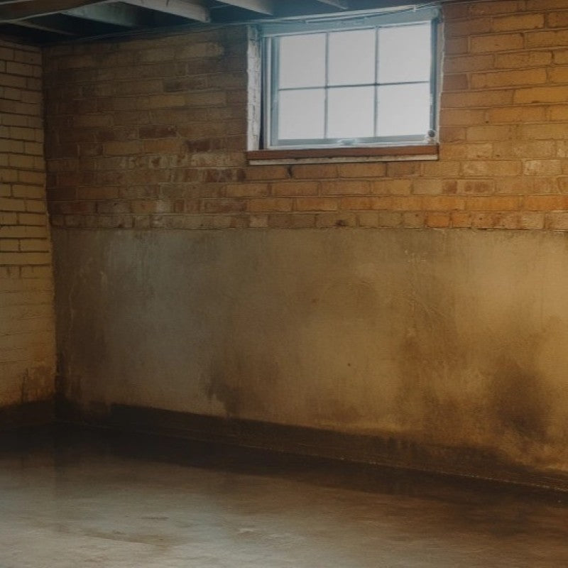 Basement with damp walls showing mold growth conditions, illustrating why homeowners use an air purifier for mold and musty odors