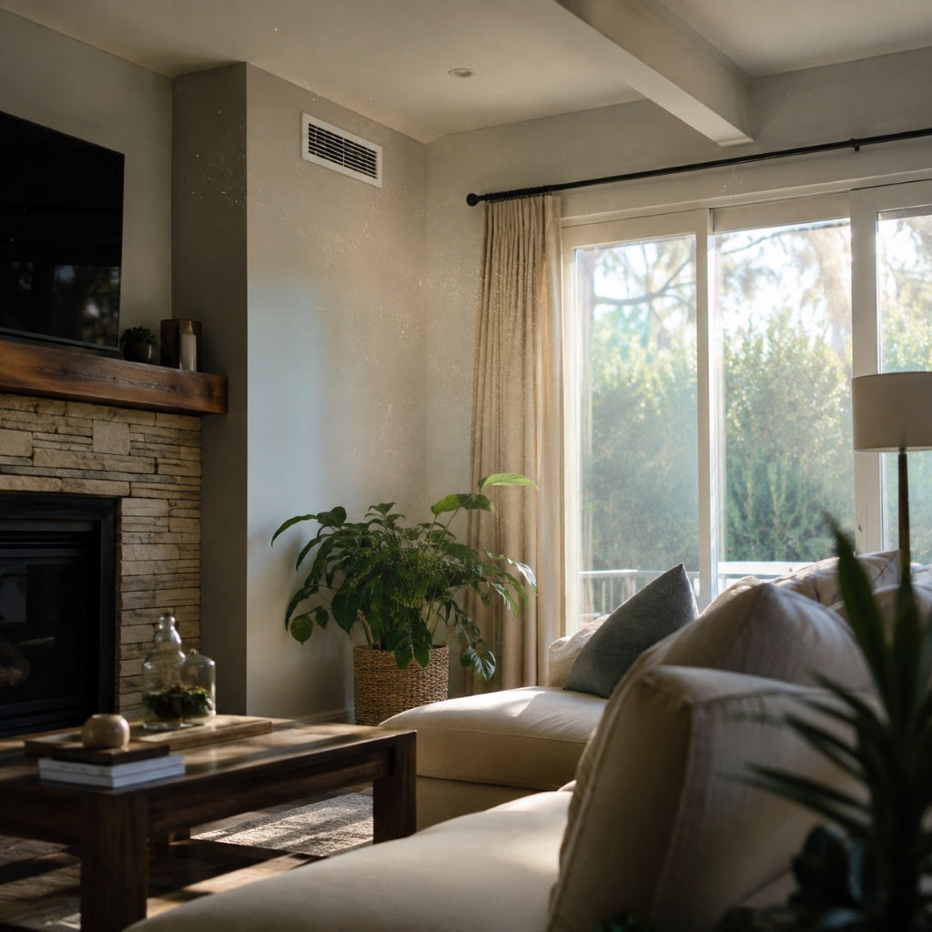Mold spores and airborne contaminants circulating from an HVAC vent inside a home