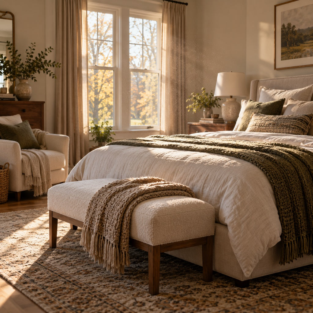 Dust particles in a closed bedroom with limited airflow during fall