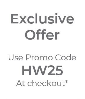 Exclusive offer to use Promo Code HW25 to save on Puraclenz Purifiers at checkout. Desktop version.